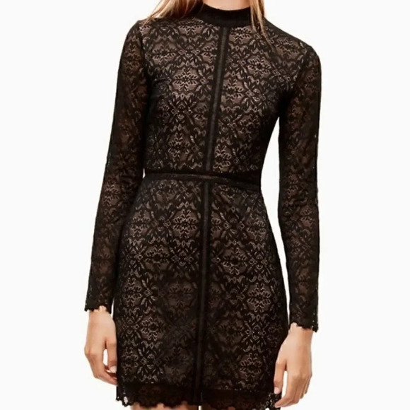 Wilfred Aritzia Black Janvry Lace long Sleeve Dress - Picture 3 of 9